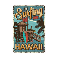 Cartel Vintage de la hora del surf, cartel de hojalata Tiki de verano, antiguo Bar de playa, tablero oxidado Retro, letreros de Metal de 20x30cm - details 4