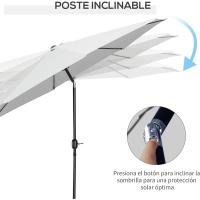 Parasol de Jardín con Manivela Ø295x250 cm Inclinable y Desmontable de Metal para Balcón, Piscina, Patio - details 23