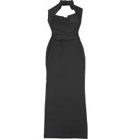 BUNO-Vestido con cuello Halter y huecos de gato extraño para mujer, vestido Sexy sin mangas con aberturas y cuello bajo, vestido ceñido largo coqueteo para banquete de medianoche - details 9