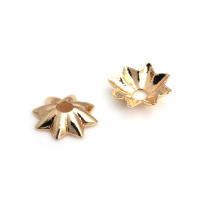 50 Uds. De cuentas redondas de latón de Color dorado de 18K, tapas de hojas de árbol y flores, suministros para hacer cuentas de joyería, accesorios Diy - details 1