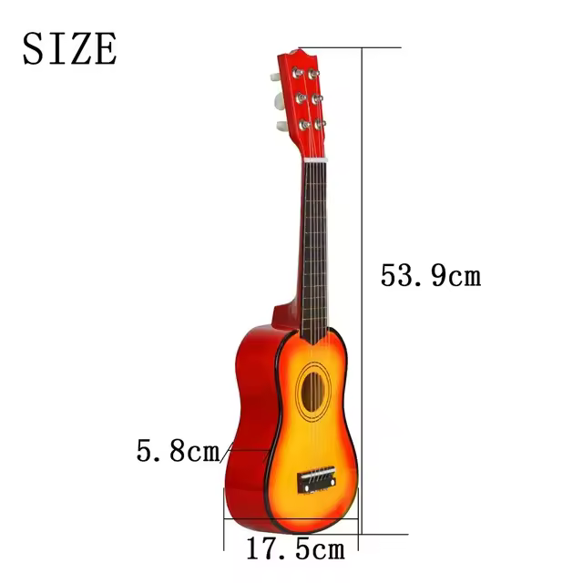 Guitarra de tilo para niños, ukelele de 6 cuerdas, instrumentos musicales, juguetes educativos para jugar, regalo para principiantes, amantes de la música - 1