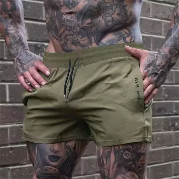 Pantalones cortos de entrenamiento deportivos elásticos de secado rápido a la moda, ideales para hombres, adecuados para correr y hacer ejercicio - 1