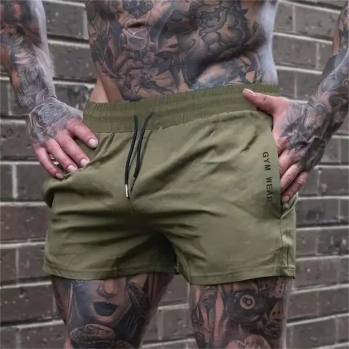 Pantalones cortos de entrenamiento deportivos elásticos de secado rápido a la moda, ideales para hombres, adecuados para correr y hacer ejercicio - 1