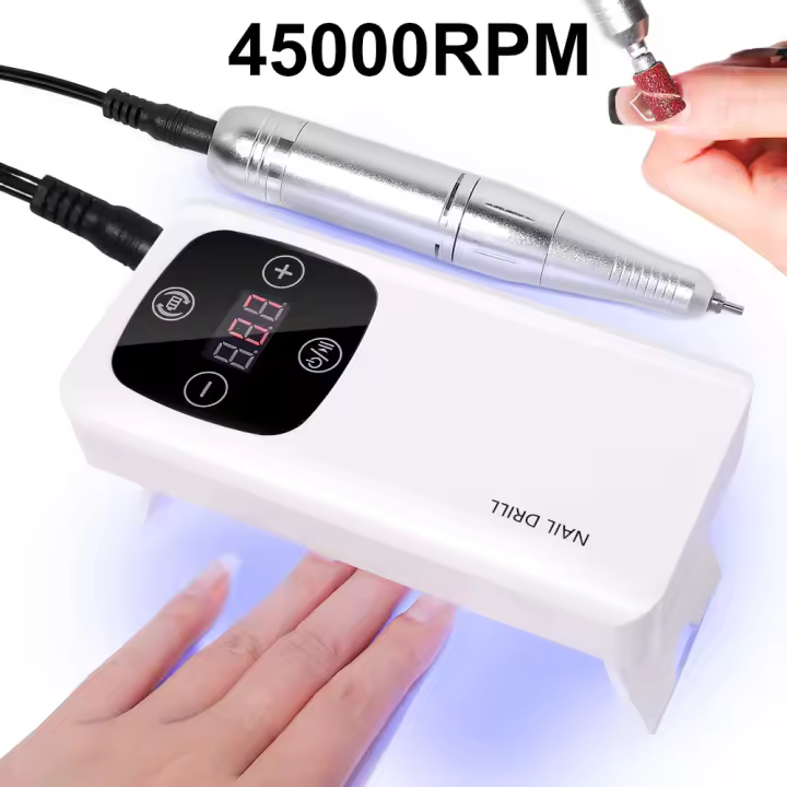 Taladro de Uñas Profesional 6 Brocas y Cinturón de Aburrimiento 45000 RPM con Pantalla LED - 1