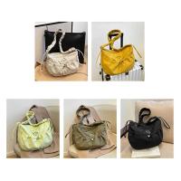 Bolso de hombro plisado de nailon a la moda, bolso cruzado con cordón de estilo coreano de Color sólido, bolso de mano ligero de gran capacidad para niñas - details 1