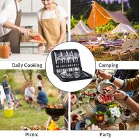 Cubertería portátil de acero inoxidable para camping, batería de cocina para picnic, cubertería para exteriores - details 2