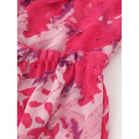 Vestido de Chiffon Adelgazante con Cuello Alto y Estampado de Cinturón - details 7