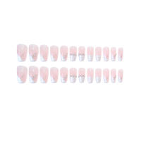 Manicura postiza larga rosa de estilo francés suave con uñas de borde inofensivo y liso para decoración de uñas DIY - details 7