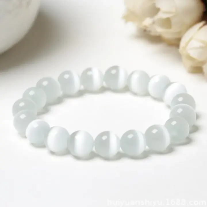 Cuentas de 10mm, regalo Feng Shui, pulsera de piedra de ojo de gato Natural para mujer, amuleto de buena suerte hecho a mano, joyería - 1