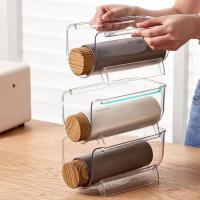 Portavasos de plástico creativo, soporte para botella de agua apilable transparente, estante de exhibición de vino para ahorrar espacio anticaída para el hogar - details 1