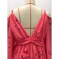 Vestido de mujer con cuello en V, floral, vestido largo rosa, tallas grandes - details 12