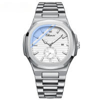 Moda negocios hombres reloj con correa de acero calendario pequeño segundo disco reloj - details 5