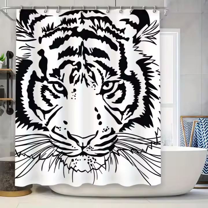 Cortina de ducha con estampado de alces de fantasía, diseño Steampunk, decoración artística de baño con luces del norte verdes, accesorios de baño - 1