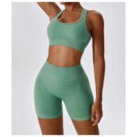 Yoga 2 Piezas Conjunto Deportivo Conjunto De Yoga Súper Elástico Inconsútil Tank Con Abertura Con Shorts Con Glúteos - details 2