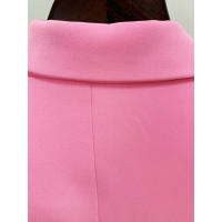 Conjunto de Traje Blazer de Dos Piezas Rosa Talla Grande, Top de Botón, Pantalón Lápiz para Oficina - details 6