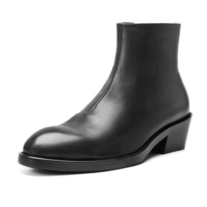 Botas de cuero para hombre de alta calidad, zapatos casuales modernos y transpirables, color negro de alta gama - 1