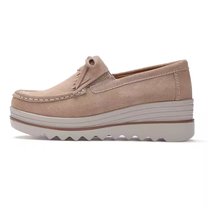 Mocasines de cuero de moda para mujer Slip Ons transpirables casuales sin cordones zapatos mocasines de plataforma - 1