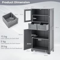 Armario Suelo de Baño, Mueble de Baño con Estantes Ajustables, Mueble de Almacenaje con Cajones y Doble Puerta, Mueble Lateral Multifuncional para Cocina (Gris) - details 2