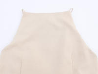 TRAFZA-Vestido Midi elegante de verano para mujer, vestido largo sin mangas con un solo pecho, diseño plisado empalmado, dobladillo acampanado, a la moda - details 12