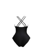 Bañador Sexy de una pieza para mujer, traje de baño elegante ajustado con cuello Halter, Color sólido, moda de verano, ropa de playa - details 7