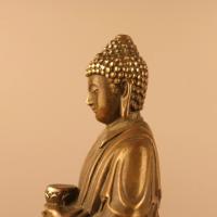 Adorno de estatua de Amitabha de bronce antiguo, estatua de pie, hogar de Buda receptor, salón budista, tienda de ofrendas, oficina, escritorio - details 8