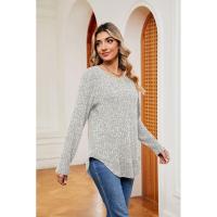 Jersey de manga larga para mujer, camiseta holgada con cuello redondo, tops de Color sólido, otoño e invierno, nuevo - details 15