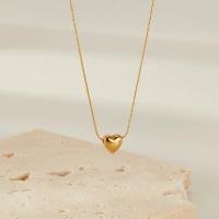 Collar minimalista de corazón de oro para mujer: elegante cadena de clavícula de acero inoxidable, joyería de trabajo diario - details 0