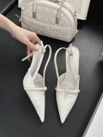 Sandalias de Cabeza de Bolso Fino Punta de Zapato Vacío de Perlas de Charol Plateado de Tacón Alto - details 32