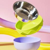 Cuenco de agua para comida de gato con forma de cáscara de huevo, antideslizante, antivómitos, de acero inoxidable, antivuelco con soporte - details 5