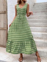 Vestidos de verano para mujer, vestido sin mangas con estampado de rombos - details 10