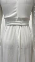 Vestido de mujer con satén blanco socialité que parece delgado y alto, vestido estilo francés - details 14