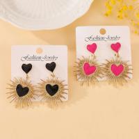 Pendientes colgantes de esmalte de Metal para mujer, corazón de amor geométrico, novedad de 2024, joyería de fiesta moderna - details 5
