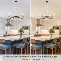 Candelabros de rueda de vagón para sala de estar, 6 luces rústicas industriales para exteriores, lámpara colgante negra para comedor, cocina, pasillo, dormitorio, ajuste de altura - details 42