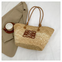 Bolso de Mano de Paja Tejido a Mano Bolso de Playa de Hombro para Vacaciones de Gran Capacidad - details 31