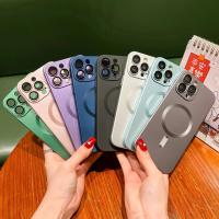 Funda de teléfono de carga inalámbrica de lujo para Apple iPhone 16 15 11 13 12 14 Pro Max Plus para Magsafe fundas magnéticas mate cubierta de lente - details 5