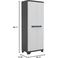 Armario Linear Escobero Almacenamiento de Resina con 2 Puertas y 3 Baldas Negro/Gris - details 10