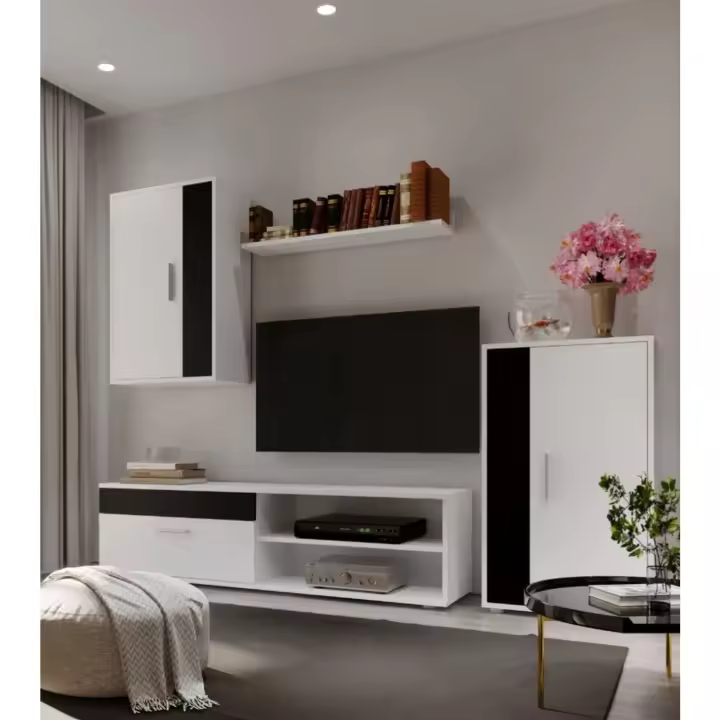 salón de 230 cm. Conjunto Completo Mueble TV + 2 vitrinas + Estante - 1