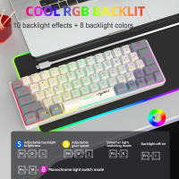 Teclado para juegos con cable USB, periférico portátil con retroiluminación RGB, color gris y Beige, para ordenadores portátiles con Windows y ordenador, 63 teclas - details 3