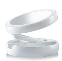 Espejo maquillaje para cuidado facial con Luz LED, Aumento 1X/10X, Mini Espejo versatil con almacenamiento de Sobremesa [Plegable y Giratorio], Espejo de Baño Ligero y Compacto para Viajar, Funciona con Pilas y USB - details 1