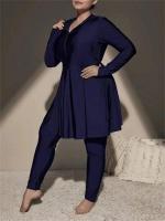 Traje de baño de talla grande para mujer con capucha, Burkini modesto de cobertura total, traje de baño de playa, 2 piezas, 2024 - details 5