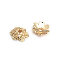 50 Uds. De cuentas redondas de latón de Color dorado de 18K, tapas de hojas de árbol y flores, suministros para hacer cuentas de joyería, accesorios Diy - details 72