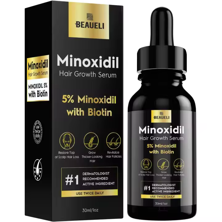 beaueli 5% cabello, crecimiento de barba para hombres, minoxidil 5 por ciento, hombres de crecimiento, tratamientos para la caída del cabello para mujeres 1 oz - 1