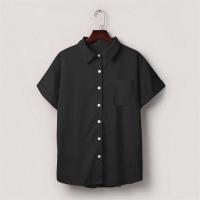 Blusa lisa de manga corta para mujer, camisa informal de un solo pecho, de moda - details 31