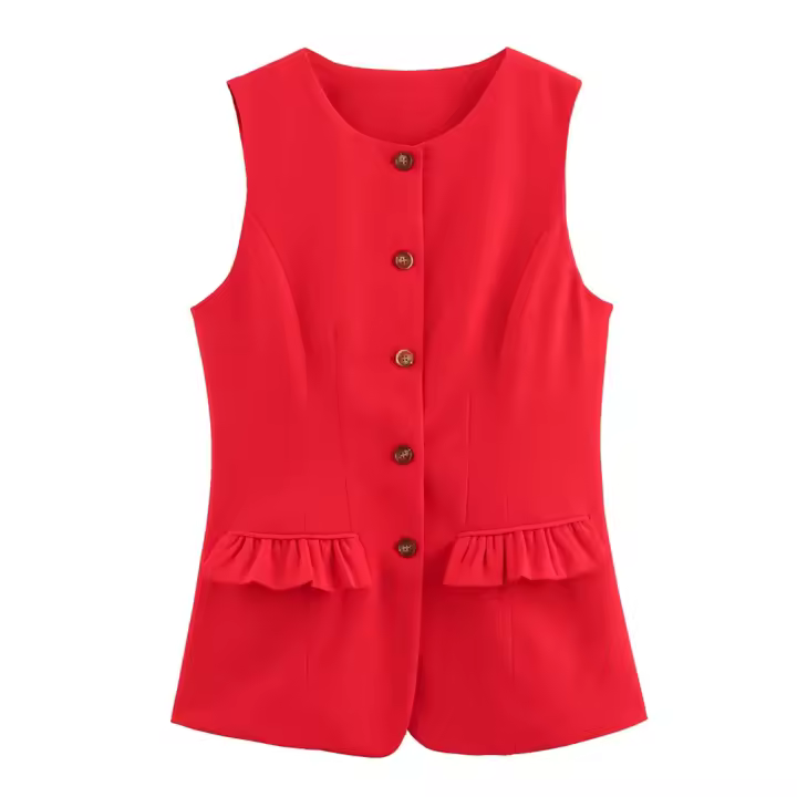 Top de Tanque Versátil Casual de Verano Cuello Redondo, Camisa Simple, Material de Poliéster, Hecho en China - 1