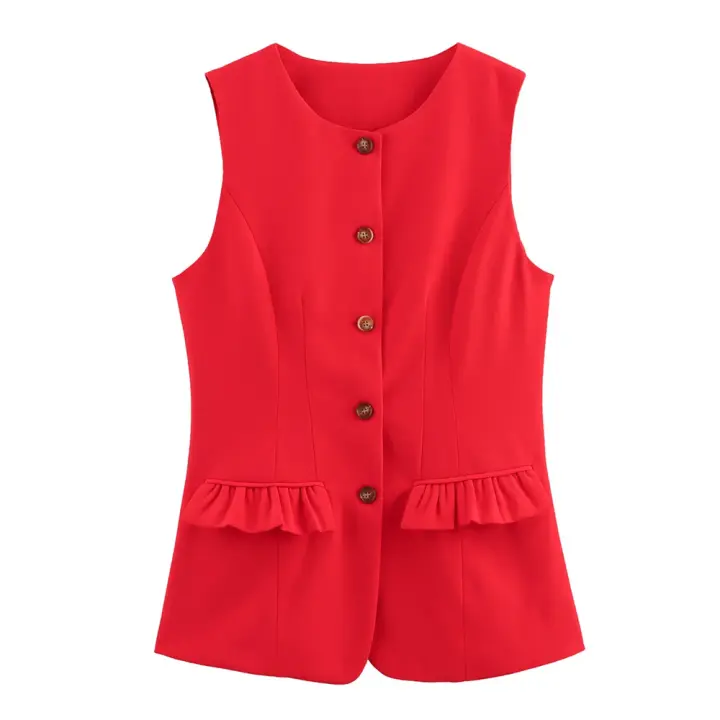 Top de Tanque Versátil Casual de Verano Cuello Redondo, Camisa Simple, Material de Poliéster, Hecho en China - 1