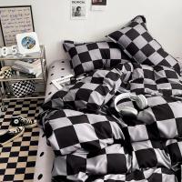Juego de funda nórdica a cuadros negra y gris, ropa de cama Reversible con rejilla geométrica, funda de edredón suave para niños, adolescentes y adultos, decoración de dormitorio - details 11