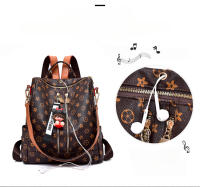 Mochila estampada versátil e informal para mujer, bolso de mamá de doble uso, a la moda, con conector para auriculares y gran capacidad - details 2