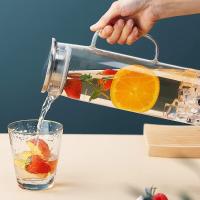 jarra agua con tapa extraíble 1.5L, botellas de vidrio transparente para bebidas frías y calientes, fáciles de limpiar para té, - details 0