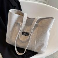 Bolso de mano de tela de cáñamo para mujer, bolso de hombro espacioso, bolso de mensajero versátil con cierre de cremallera, con múltiples bolsillos, para lavar a mano o limpiar en seco - details 0