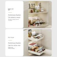 Estante de almacenamiento de cocina con rieles deslizantes, bandeja extraíble tipo cajón de cocina, caja de especias, organizador de armarios, nuevo - details 1